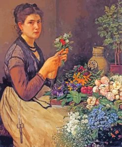 Aesthetic Woman Arranging Flowers Diamond Painting