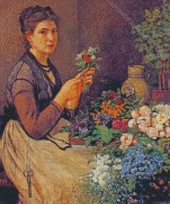 Aesthetic Woman Arranging Flowers Diamond Painting