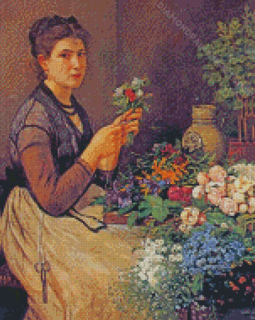 Aesthetic Woman Arranging Flowers Diamond Painting