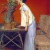 Aesthetic Woman With Flower In Vase Art Diamond Painting