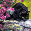 Aesthetic Black Cats And Flower Diamond Painting