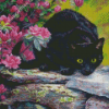 Aesthetic Black Cats And Flower Diamond Painting