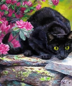 Aesthetic Black Cats And Flower Diamond Painting