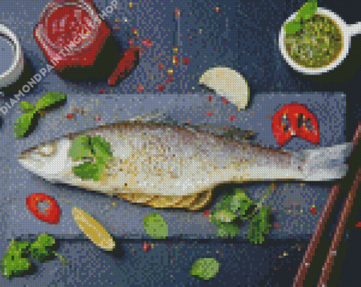 Aesthetic Fish Cooking Diamond Painting