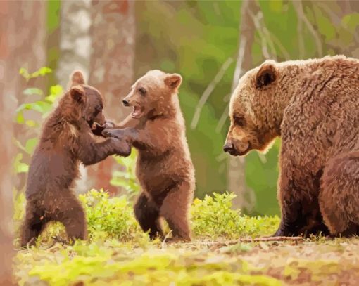 Aesthetic Three Bears Diamond Painting