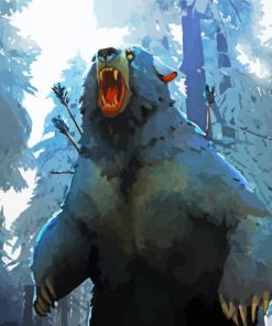 Angry Bear In Forest Diamond Painting