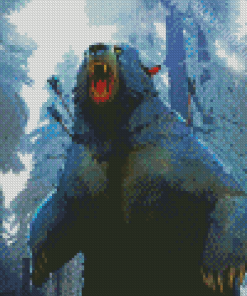 Angry Bear In Forest Diamond Painting