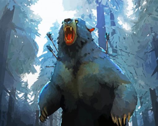 Angry Bear In Forest Diamond Painting