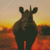 Animal Rhino Sunset Diamond Painting