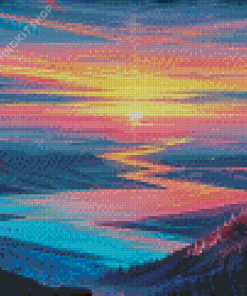 Anime Mountains River Diamond Painting