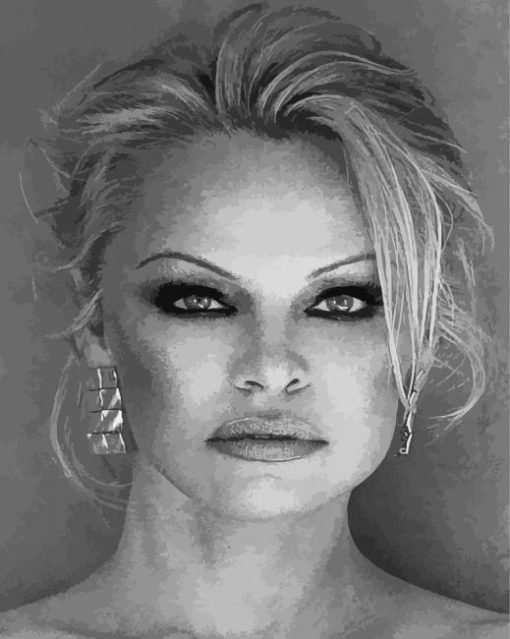 Black And White Pamela Anderson Diamond Painting