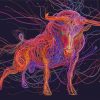 Colorful Bull With Horns Diamond Painting