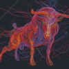 Colorful Bull With Horns Diamond Painting