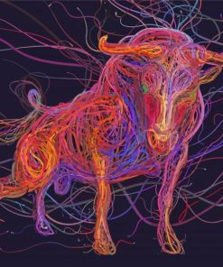 Colorful Bull With Horns Diamond Painting