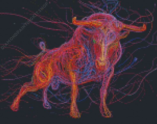 Colorful Bull With Horns Diamond Painting