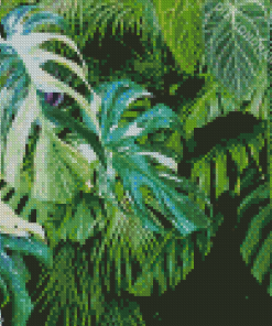 Green Jungle Plants Leaves Diamond Painting