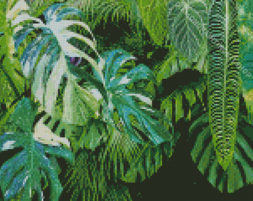 Green Jungle Plants Leaves Diamond Painting