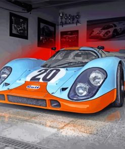 Gulf Porsche In Garage Diamond Painting