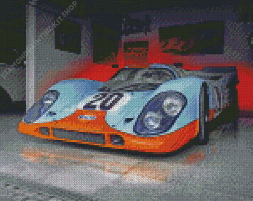 Gulf Porsche In Garage Diamond Painting