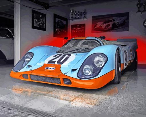 Gulf Porsche In Garage Diamond Painting