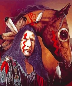 Native American Warrior And Tribal Horses Diamond Painting