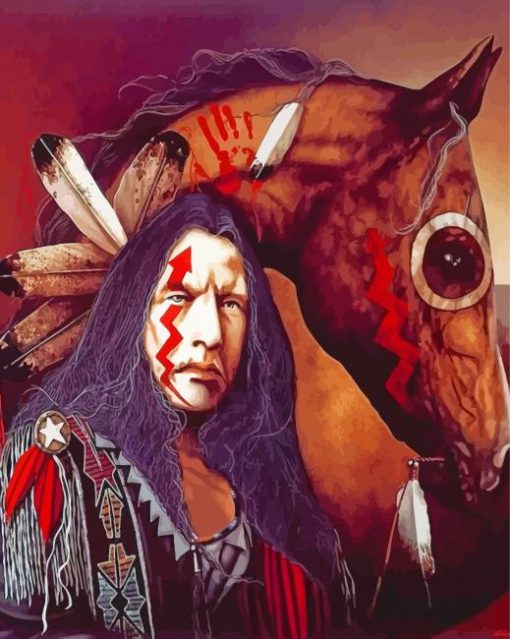 Native American Warrior And Tribal Horses Diamond Painting