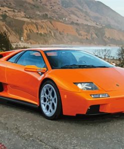 Orange Lamborghini Diablo Diamond Painting