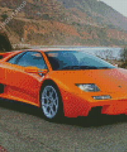 Orange Lamborghini Diablo Diamond Painting