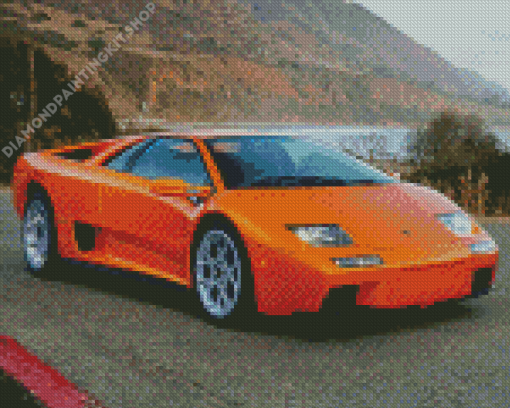 Orange Lamborghini Diablo Diamond Painting