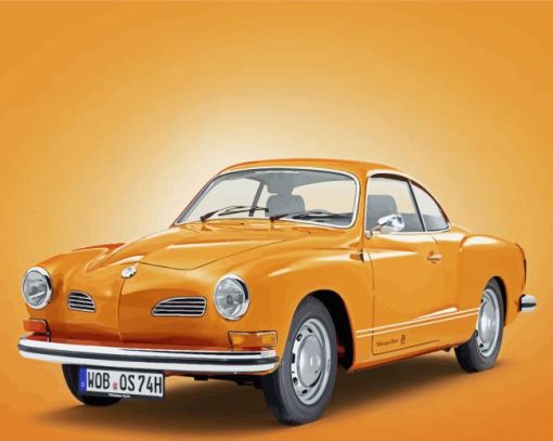 Orange Karmann Ghia Car Diamond Painting