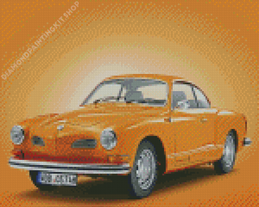 Orange Karmann Ghia Car Diamond Painting