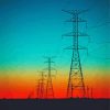 Powerline With Red Sunset Diamond Painting