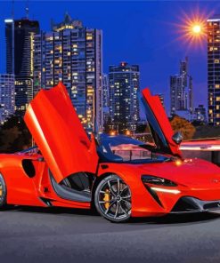 Red McLaren Sport Car Skyline Diamond Painting