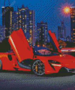 Red McLaren Sport Car Skyline Diamond Painting