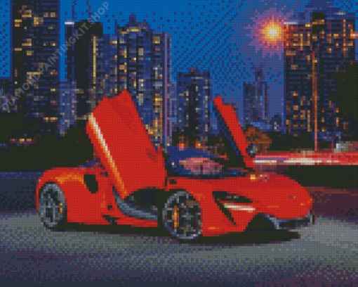 Red McLaren Sport Car Skyline Diamond Painting