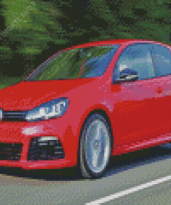 Red Vw Golf R Car Diamond Painting