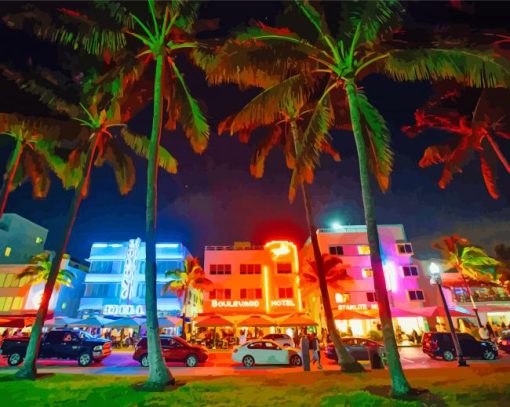 South Beach At Night Diamond Painting