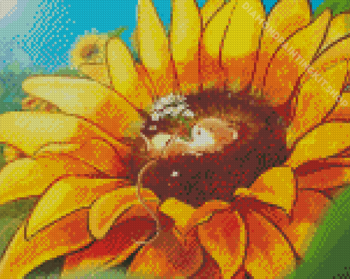 Sunflower With Mouse Art Diamond Painting