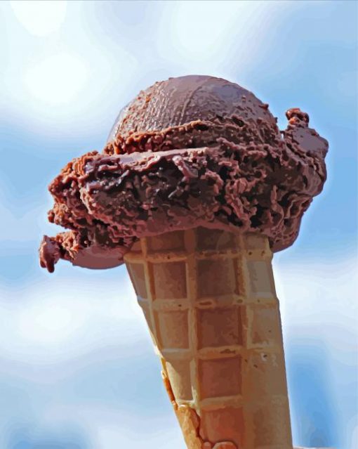 Sweet Chocolate Ice Cream Cone Diamond Painting