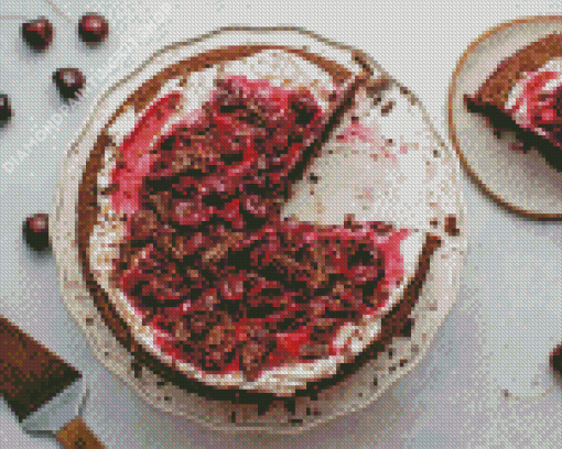 Tasty Cherry Chocolate Cake Diamond Painting