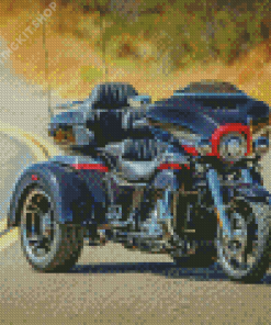 Three Wheeler Harley Davidson On Road Diamond Painting