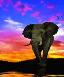 Tropical Elephant Sunset Diamond Painting