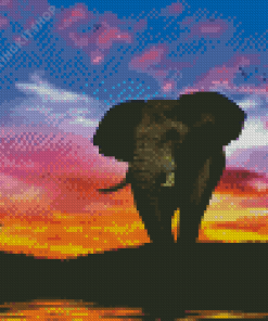 Tropical Elephant Sunset Diamond Painting