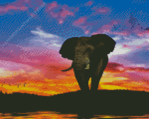 Tropical Elephant Sunset Diamond Painting