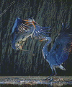 Two Grey Heron Birds Diamond Painting