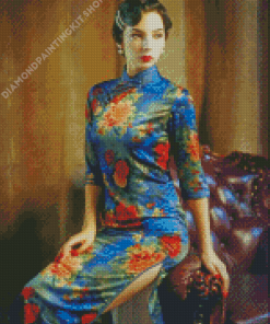 Vintage Girl In China Dress Diamond Painting