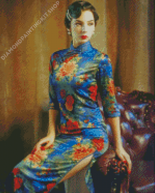 Vintage Girl In China Dress Diamond Painting