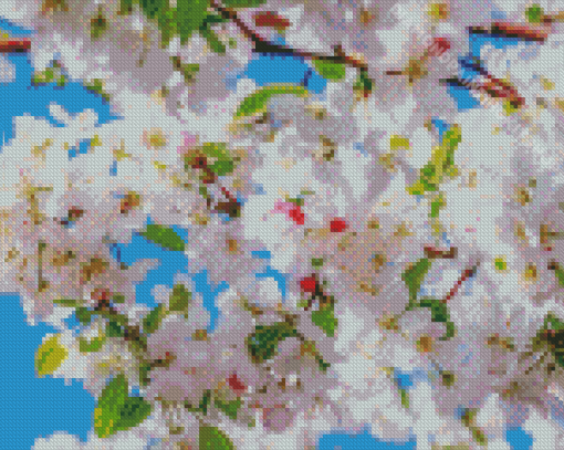 White Trees Blooming Diamond Painting