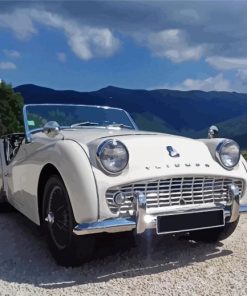 White Triumph TR3A Car Diamond Painting