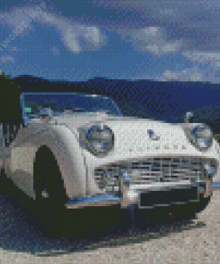 White Triumph TR3A Car Diamond Painting